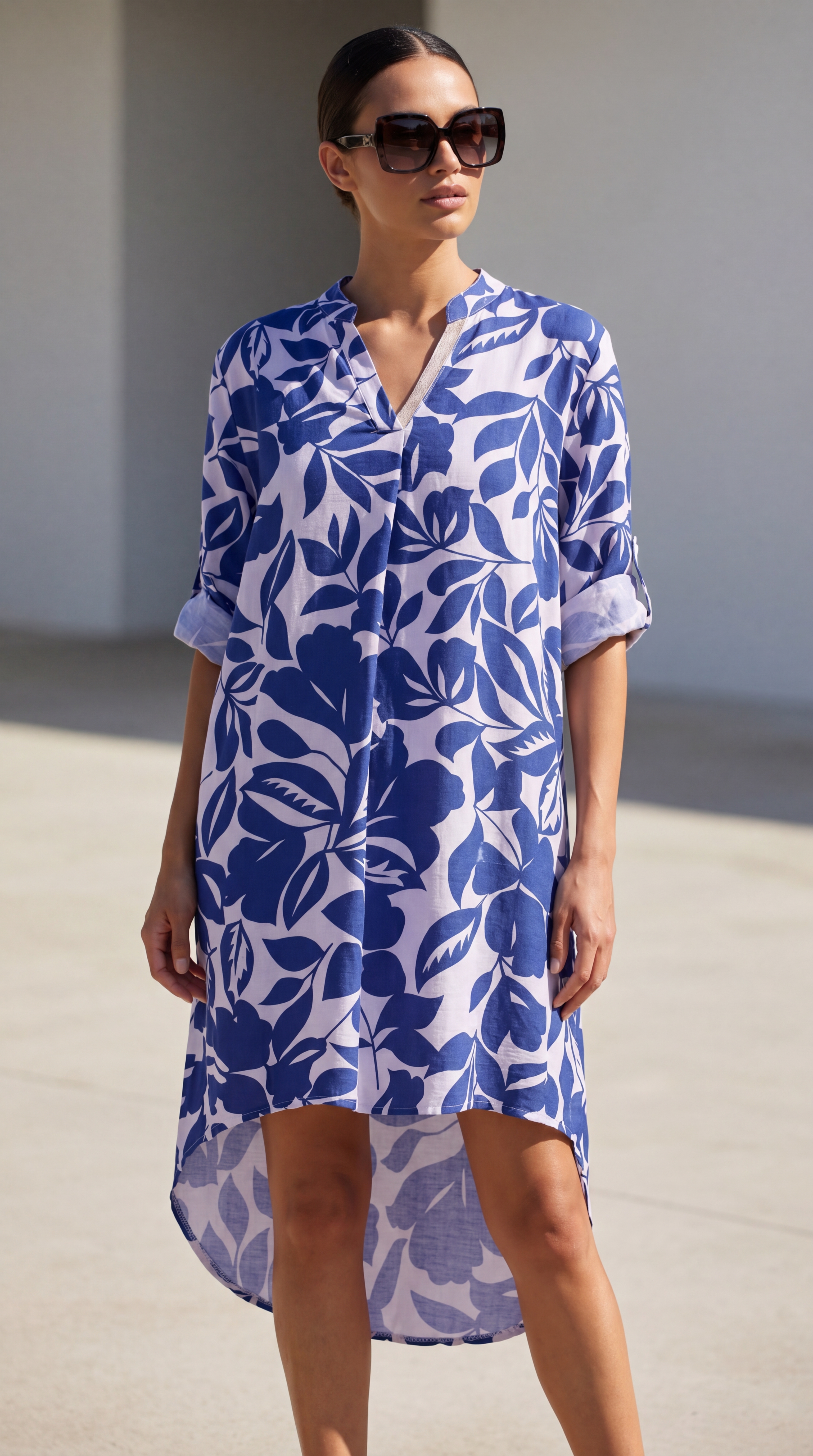 Dámske modré tunikové šaty ZABAIONE BLUE FLOWER 1